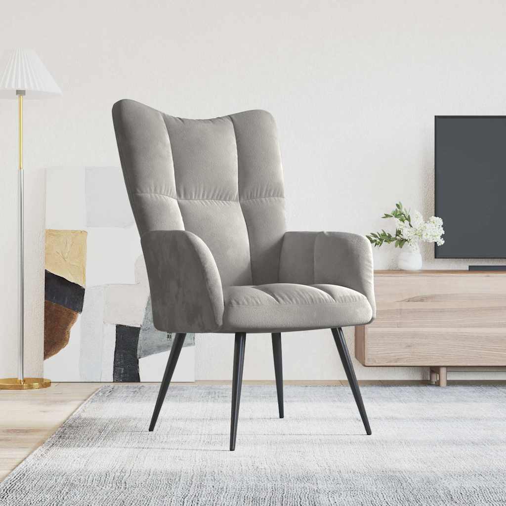 Sedia Relax Grigio Chiaro in Velluto