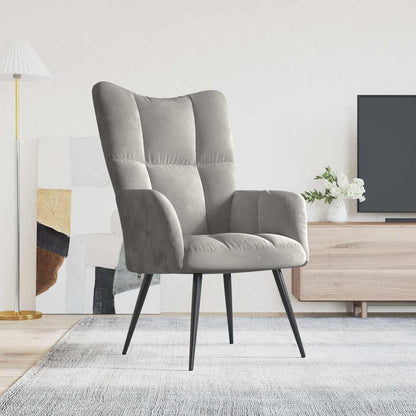 Sedia Relax Grigio Chiaro in Velluto