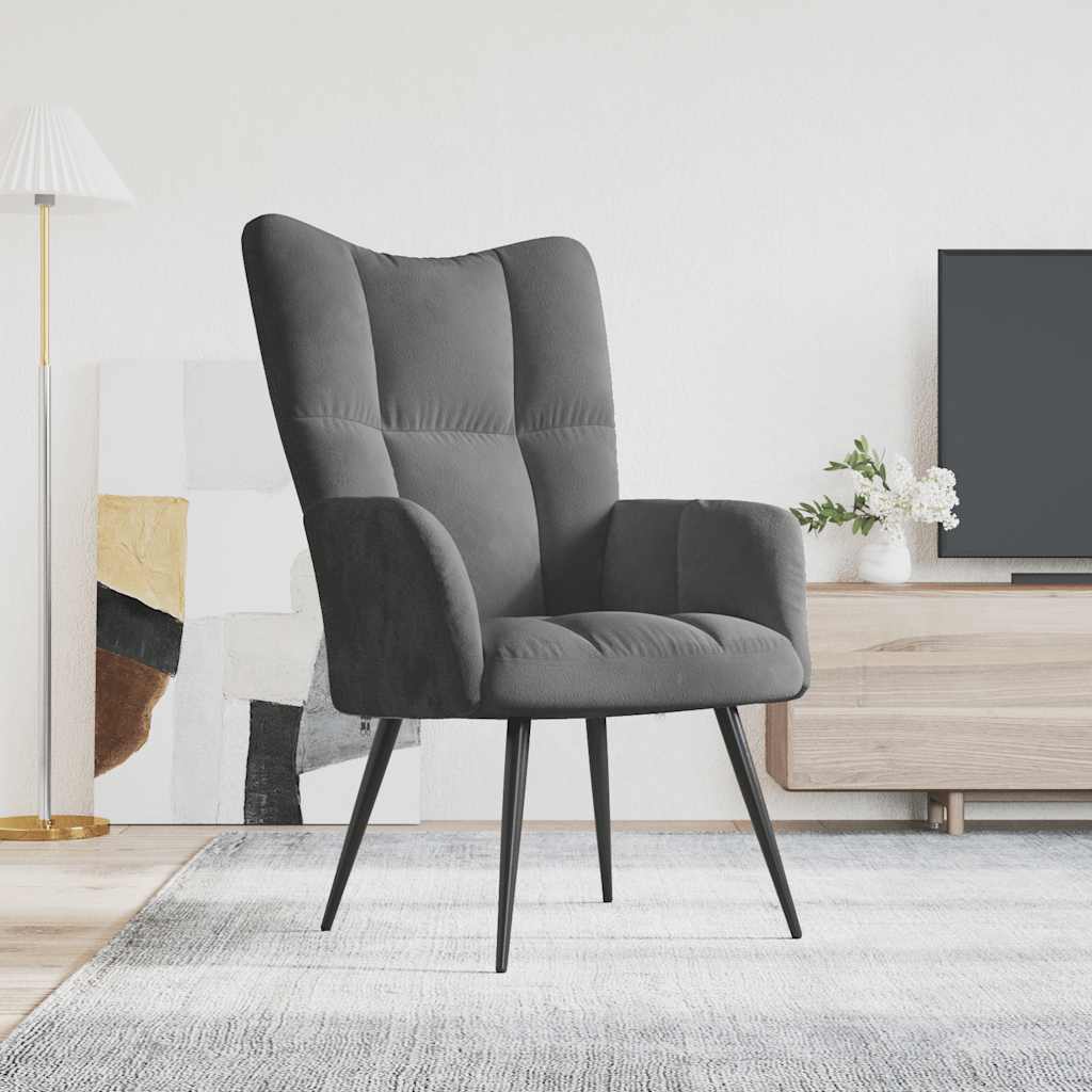 Sedia Relax Grigio Scuro in Velluto