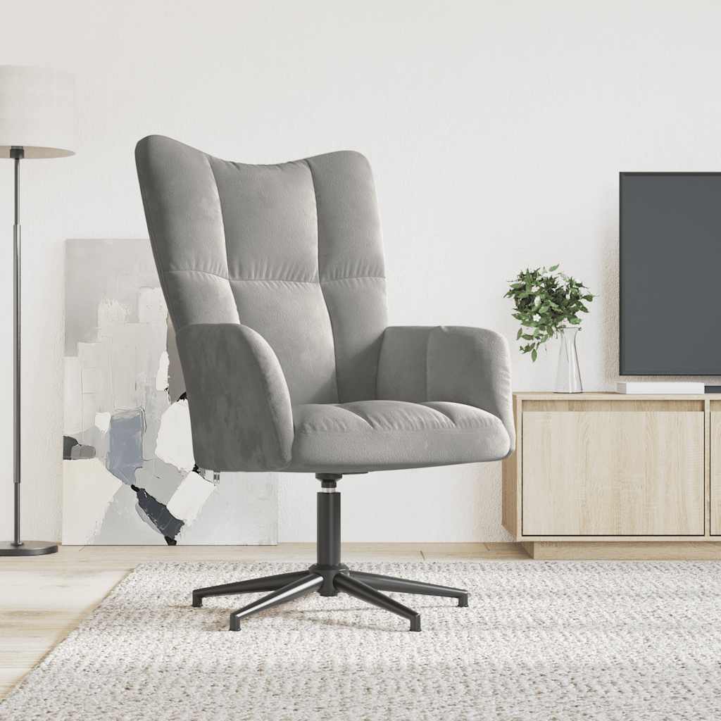 Sedia Relax Grigio Chiaro in Velluto