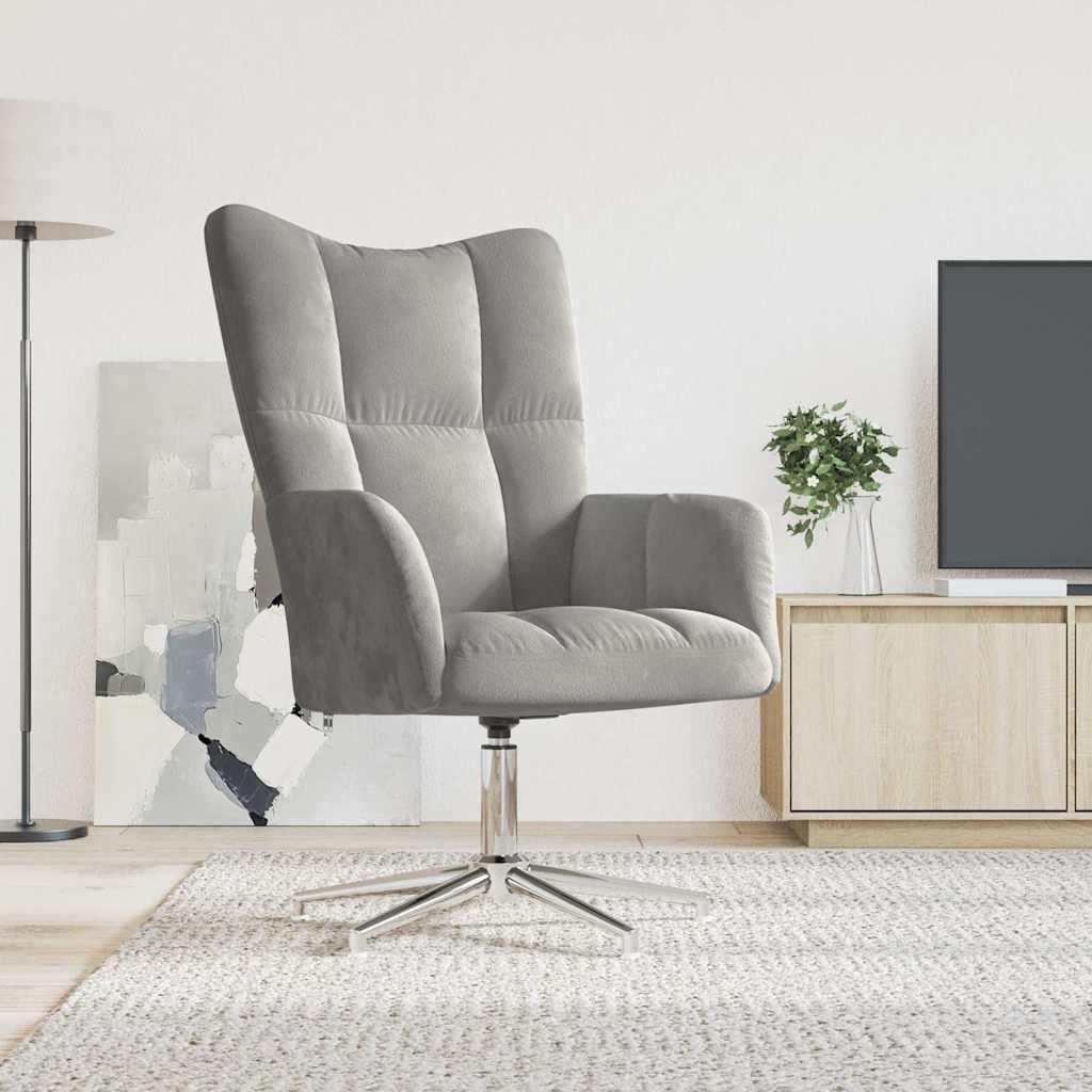 Sedia Relax Grigio Chiaro in Velluto
