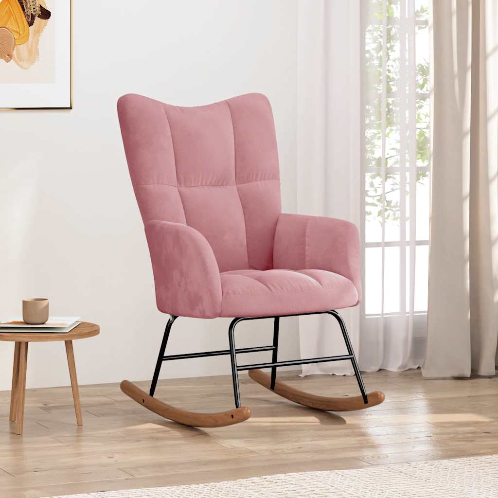 Sedia a Dondolo Rosa in Velluto