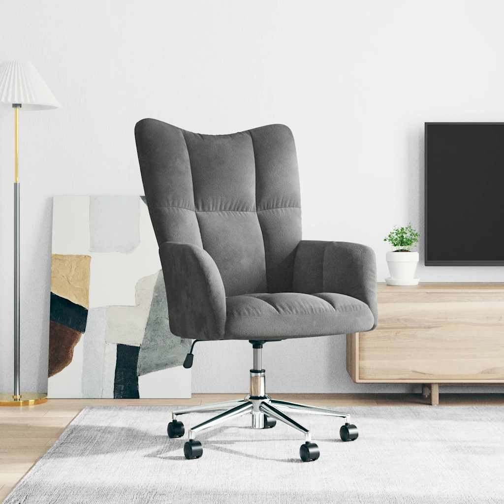 Sedia Relax Grigio Scuro in Velluto