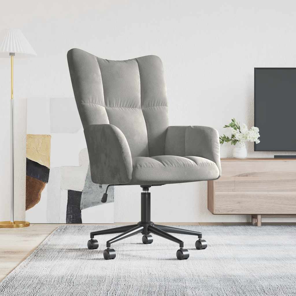 Sedia Relax Grigio Chiaro in Velluto
