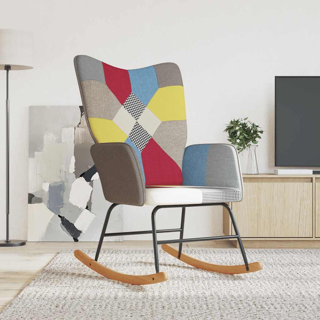 Sedia a Dondolo in Tessuto Patchwork