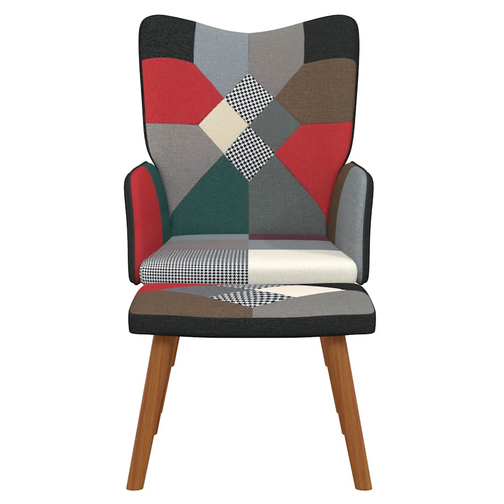 Poltrona Relax con Poggiapiedi in Tessuto Patchwork