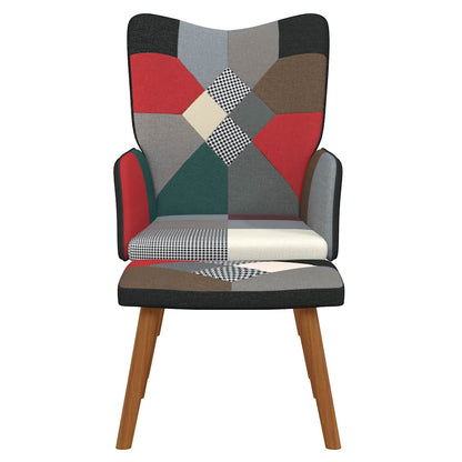Poltrona Relax con Poggiapiedi in Tessuto Patchwork
