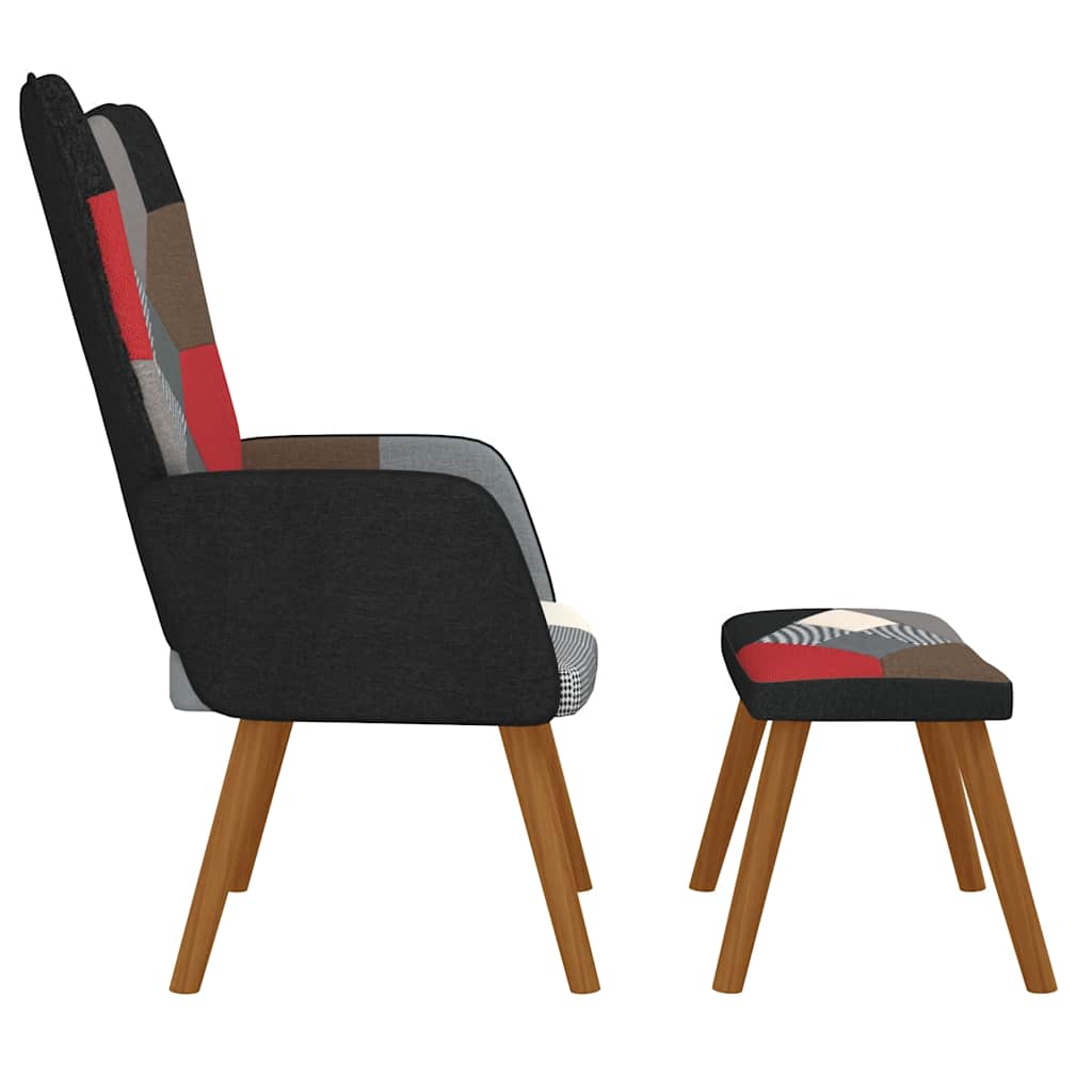 Poltrona Relax con Poggiapiedi in Tessuto Patchwork