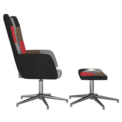 Sedia Relax con Sgabello in Tessuto Patchwork