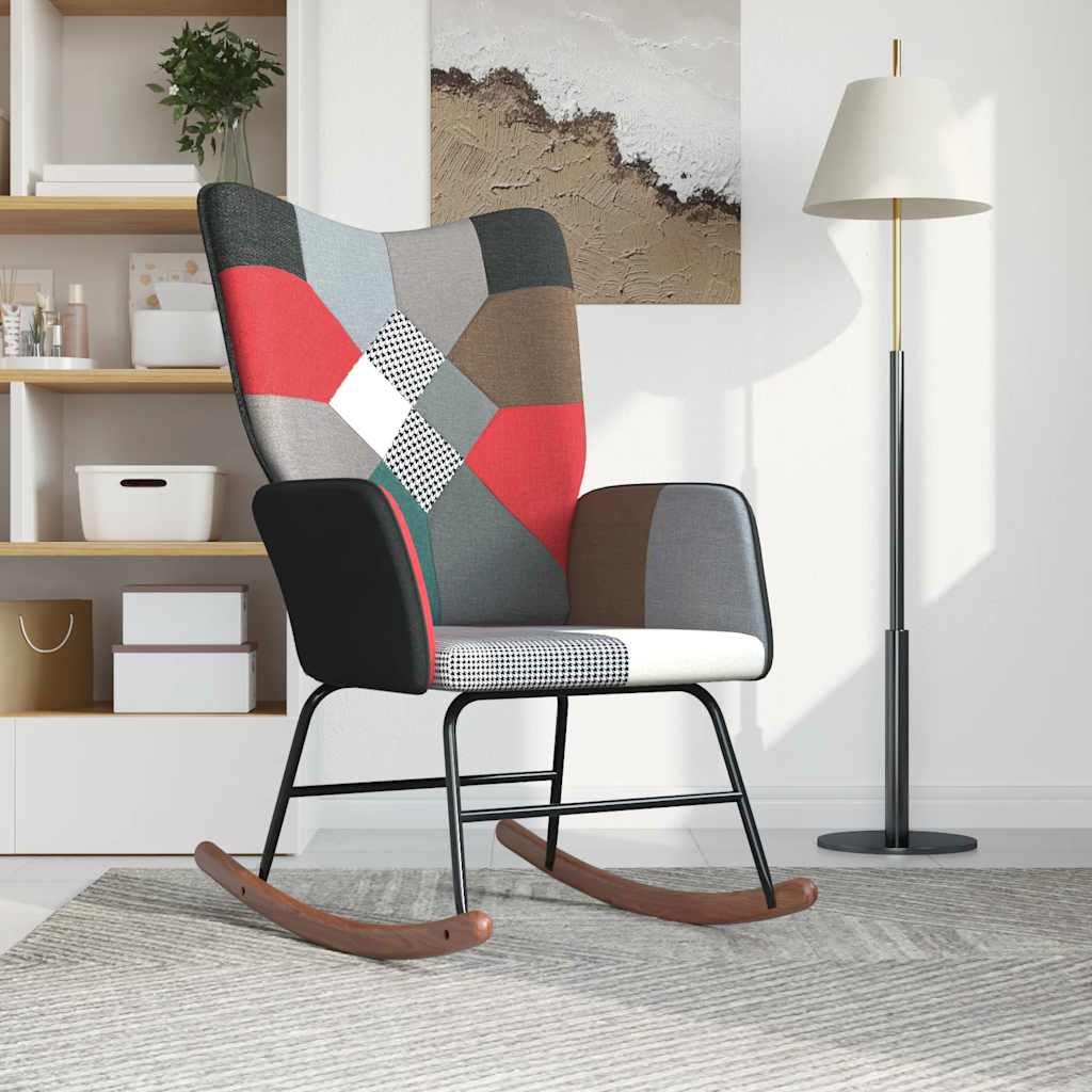 Sedia a Dondolo in Tessuto Patchwork