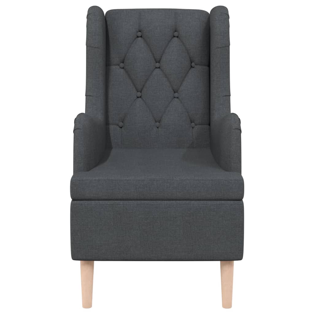 Poltrona con Piedini Legno Massello Hevea Grigio Scuro Tessuto