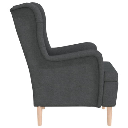 Poltrona con Piedini Legno Massello Hevea Grigio Scuro Tessuto
