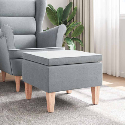 Poggiapiedi con Gambe in Legno Grigio Chiaro in Tessuto