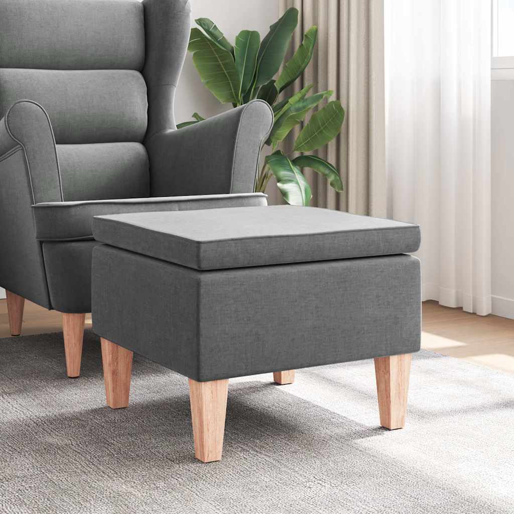 Poggiapiedi con Gambe in Legno Grigio Scuro in Tessuto