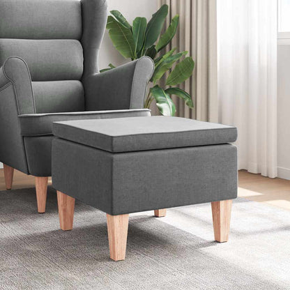Poggiapiedi con Gambe in Legno Grigio Scuro in Tessuto