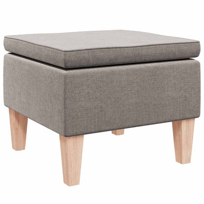 Poggiapiedi con Gambe in Legno Tortora in Tessuto