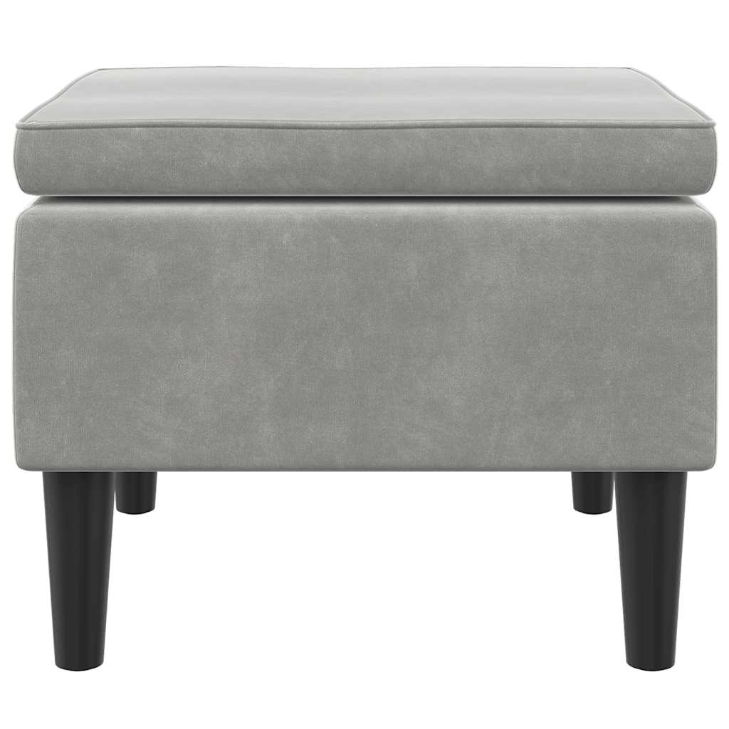 Sgabello con Gambe in Legno Grigio Chiaro Velluto