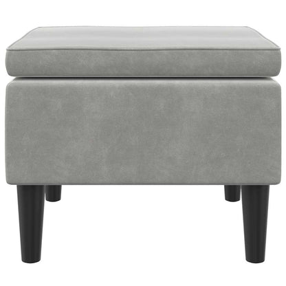 Sgabello con Gambe in Legno Grigio Chiaro Velluto