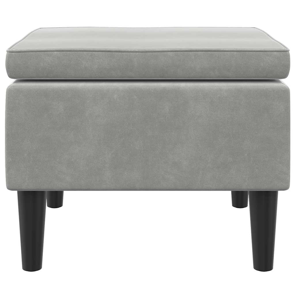 Sgabello con Gambe in Legno Grigio Chiaro Velluto