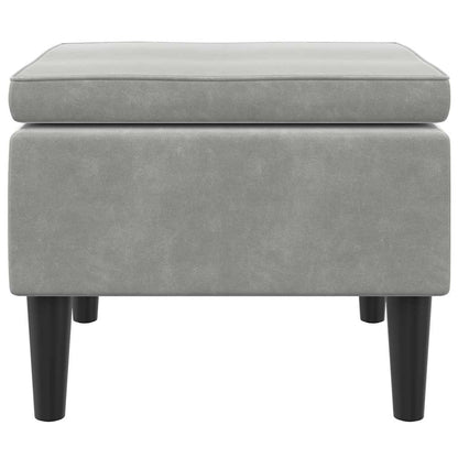 Sgabello con Gambe in Legno Grigio Chiaro Velluto