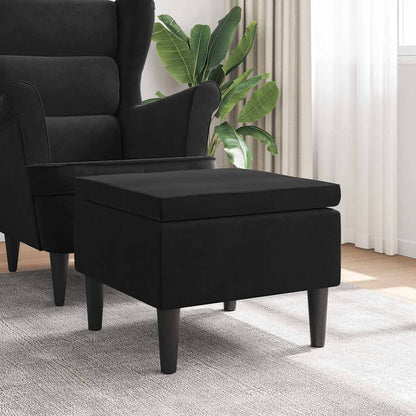 Poggiapiedi con Gambe in Legno Nero in Velluto