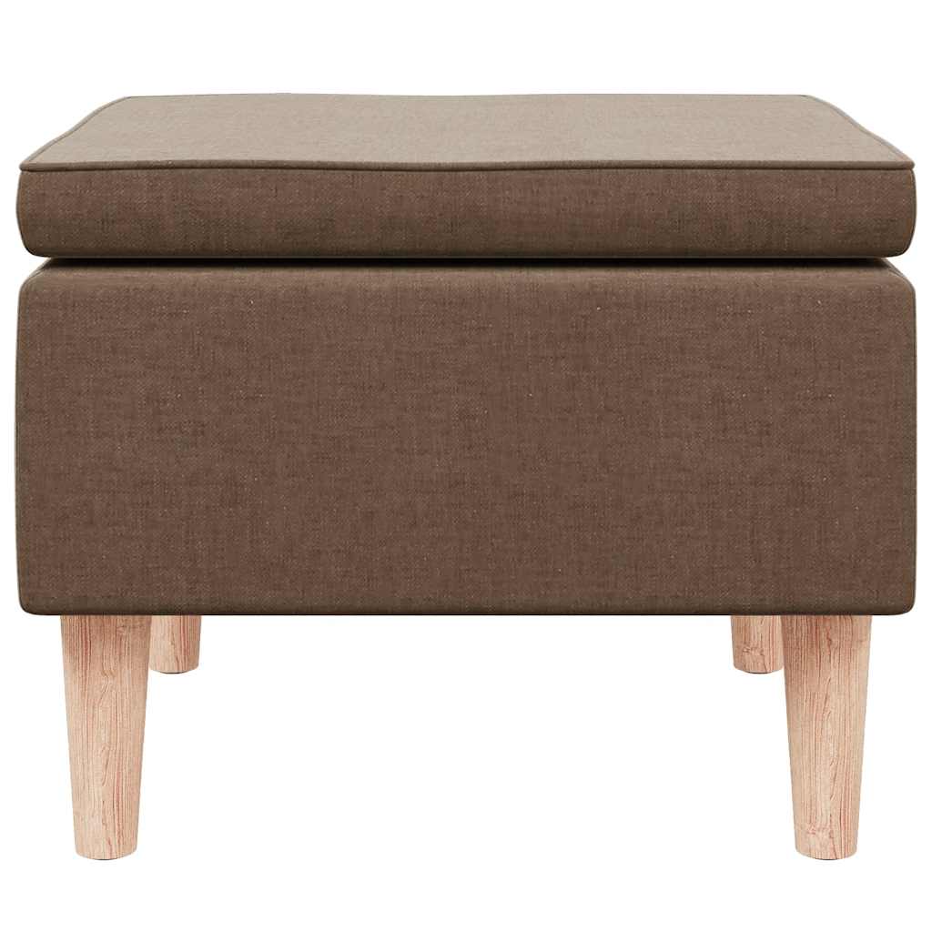 Poggiapiedi con Gambe in Legno Marrone in Tessuto