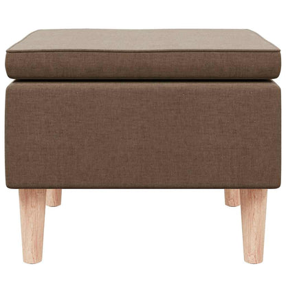 Poggiapiedi con Gambe in Legno Marrone in Tessuto