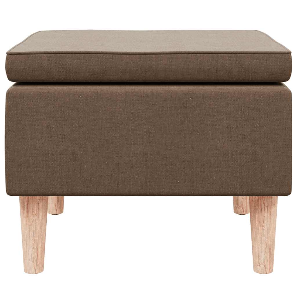 Poggiapiedi con Gambe in Legno Marrone in Tessuto