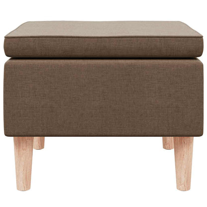 Poggiapiedi con Gambe in Legno Marrone in Tessuto