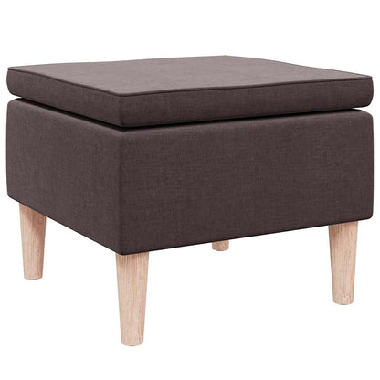 Poggiapiedi con Gambe in Legno Marrone Scuro in Tessuto