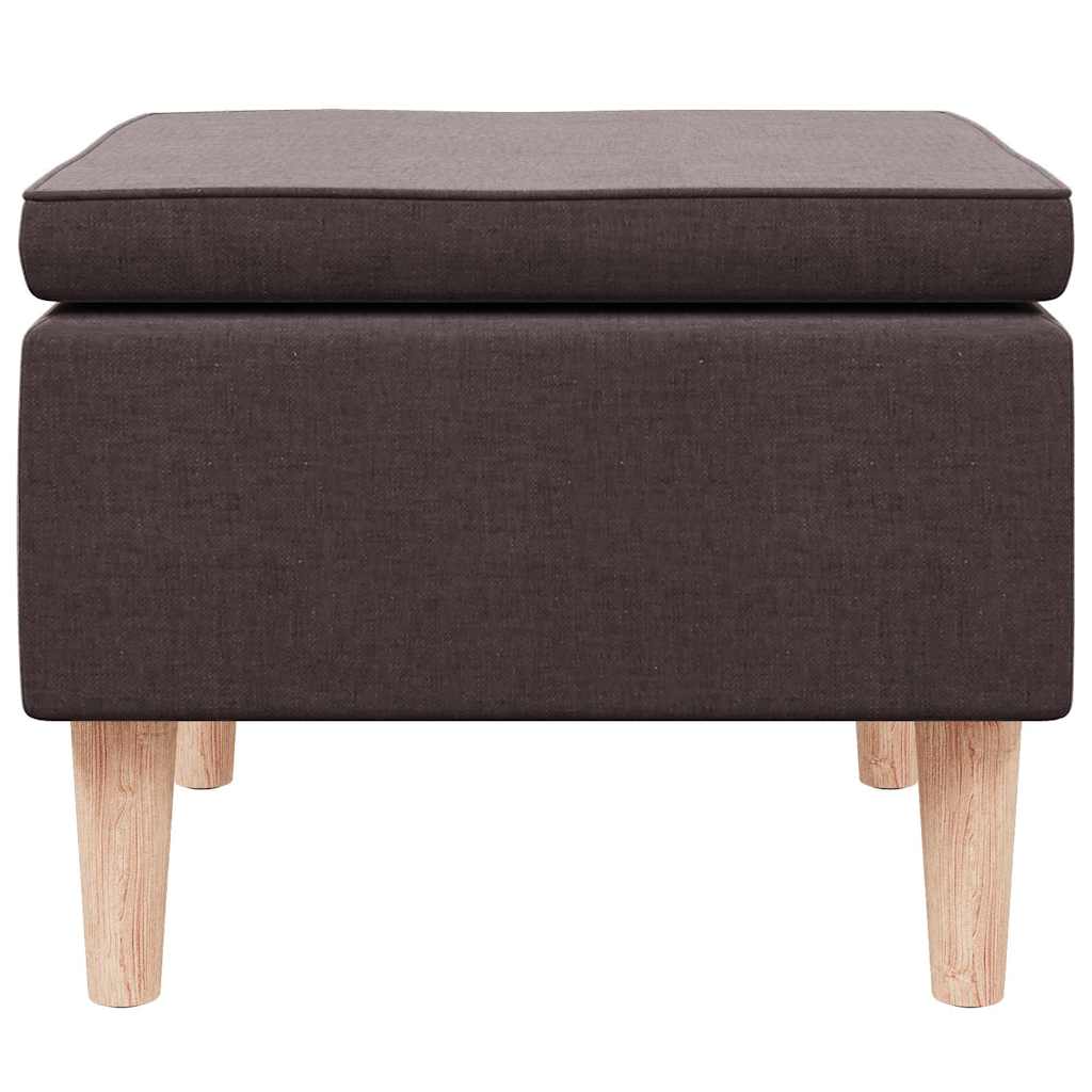 Poggiapiedi con Gambe in Legno Marrone Scuro in Tessuto