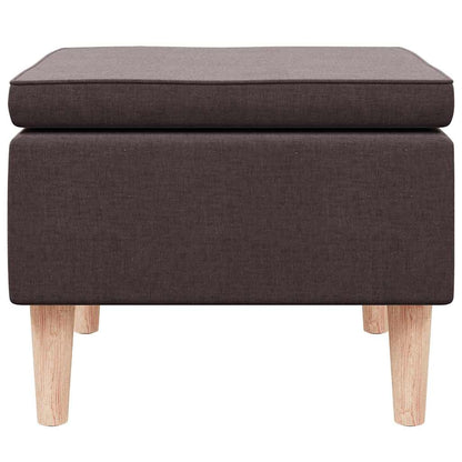 Poggiapiedi con Gambe in Legno Marrone Scuro in Tessuto