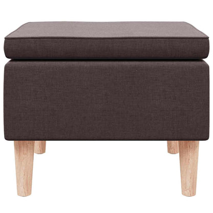 Poggiapiedi con Gambe in Legno Marrone Scuro in Tessuto