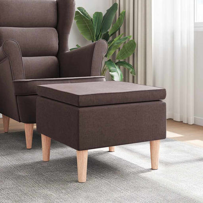 Poggiapiedi con Gambe in Legno Marrone Scuro in Tessuto