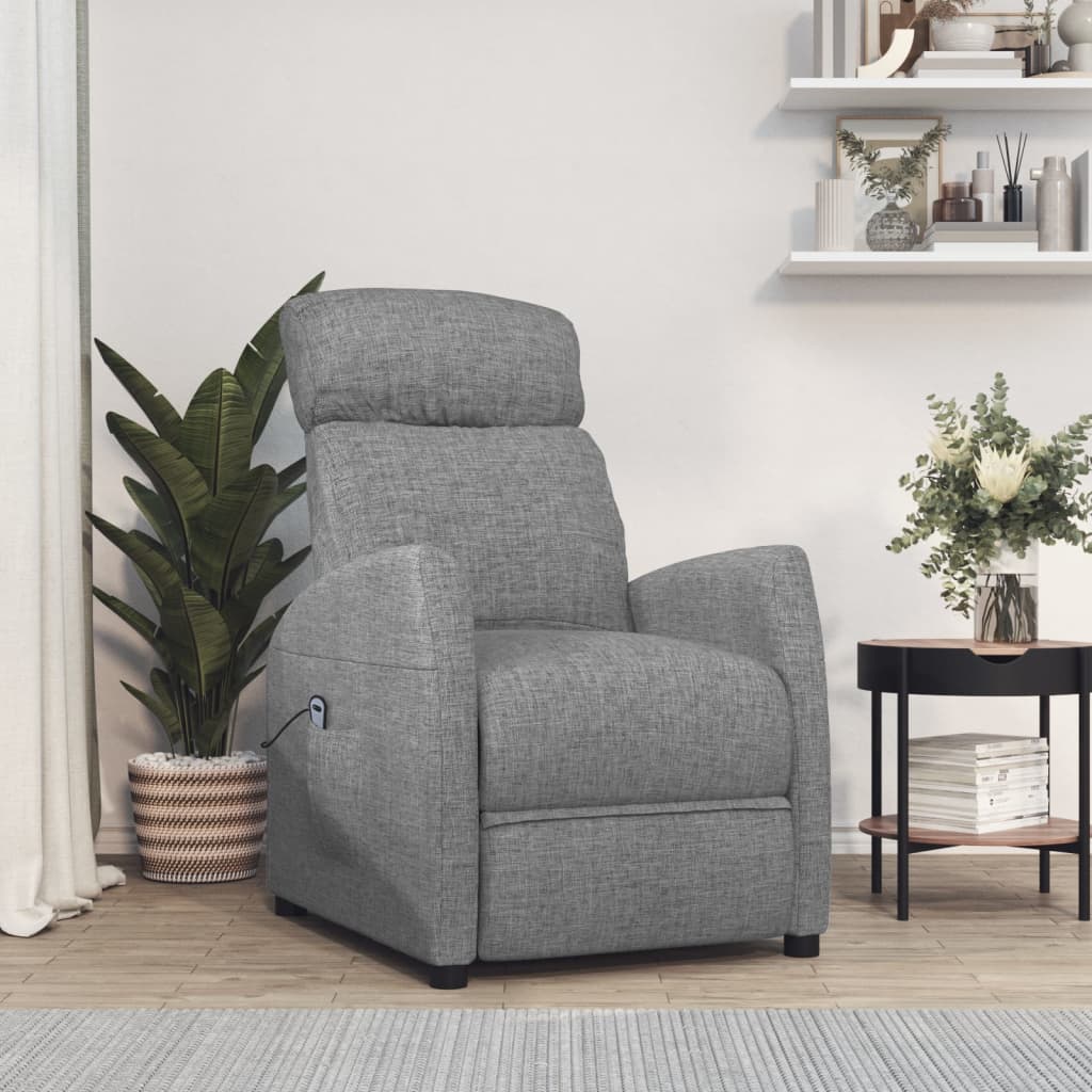 Poltrona Alzapersona Grigio Chiaro Tessuto