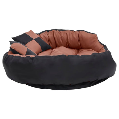 Cuscino per Cani Reversibile Lavabile Nero Marrone 110x80x23cm