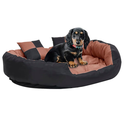 Cuscino per Cani Reversibile Lavabile Nero Marrone 110x80x23cm