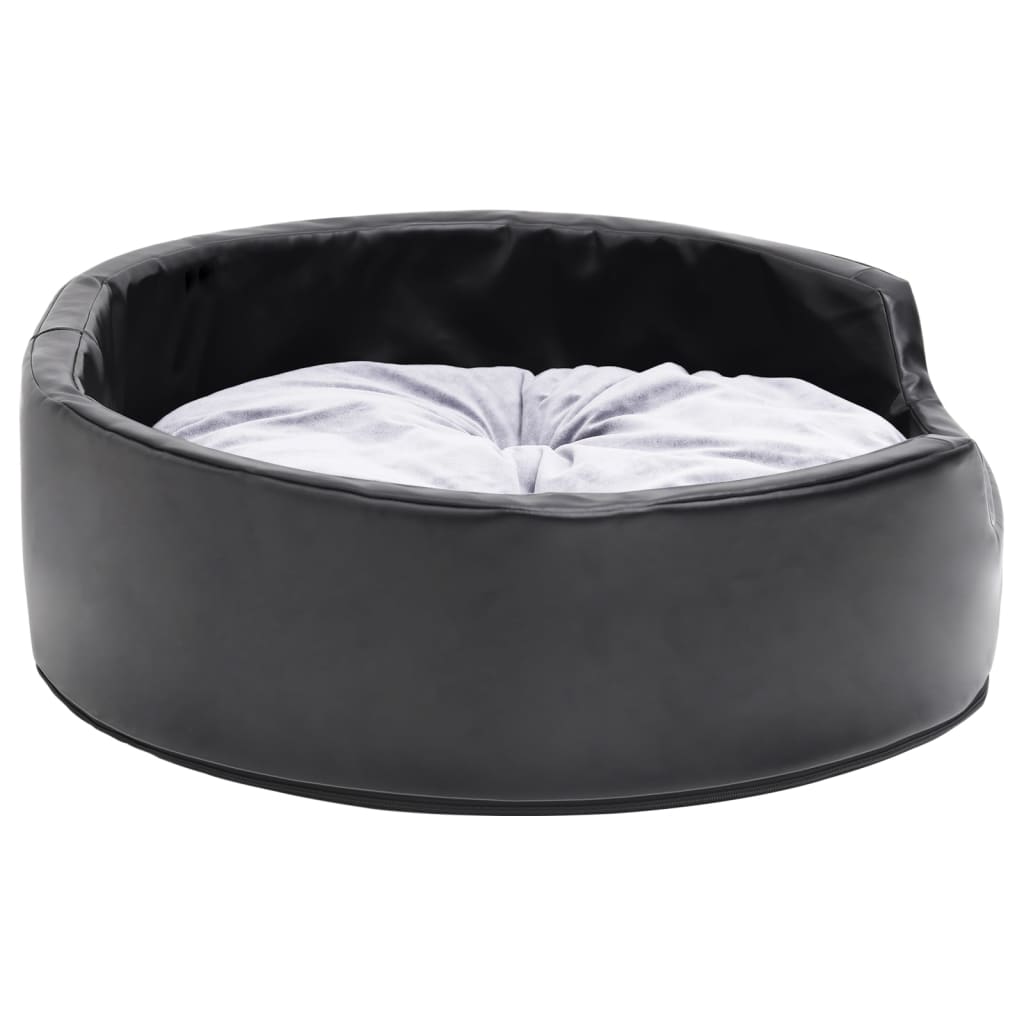 Lettino per Cani Nero e Grigio 69x59x19 cm Peluche e Similpelle