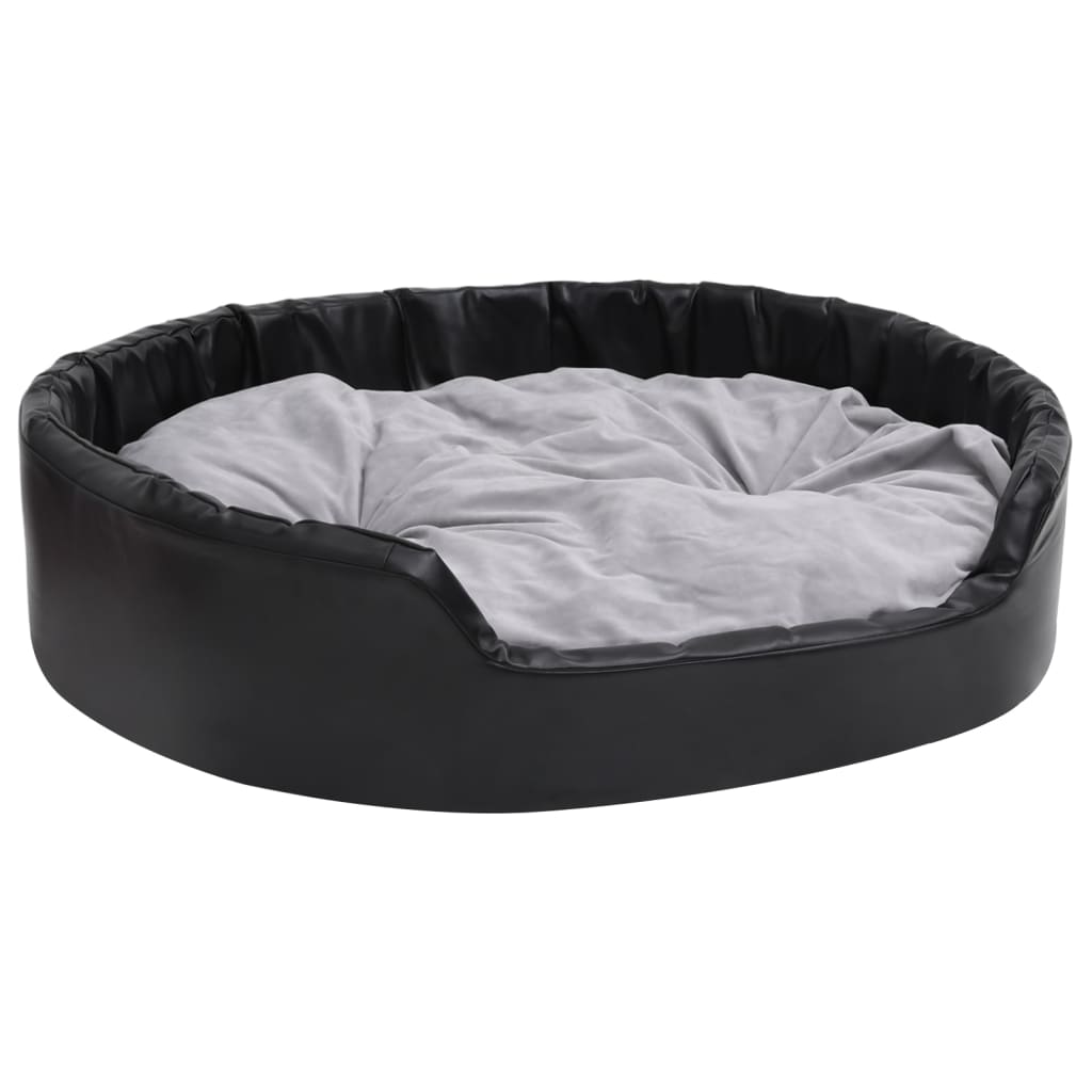 Lettino per Cani Nero e Grigio 99x89x21 cm Peluche e Similpelle
