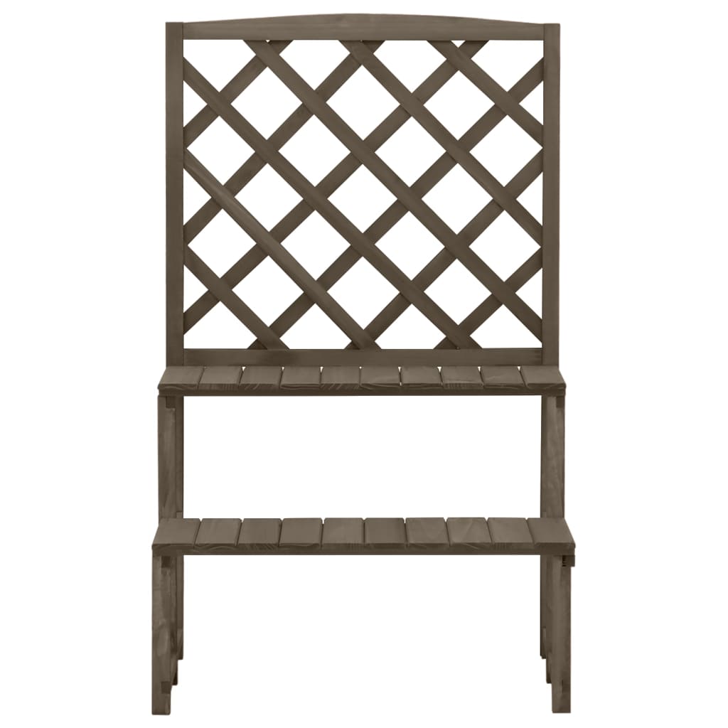 Fioriera con Traliccio Grigio 70x42x115 cm in Massello di Abete
