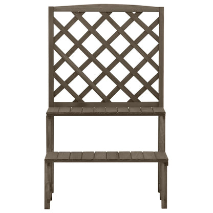 Fioriera con Traliccio Grigio 70x42x115 cm in Massello di Abete
