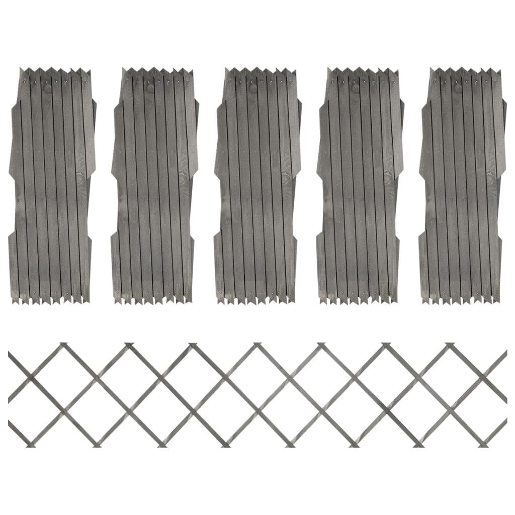 Recinzione a Traliccio 5 pz in Massello Abete Grigio 180x30 cm