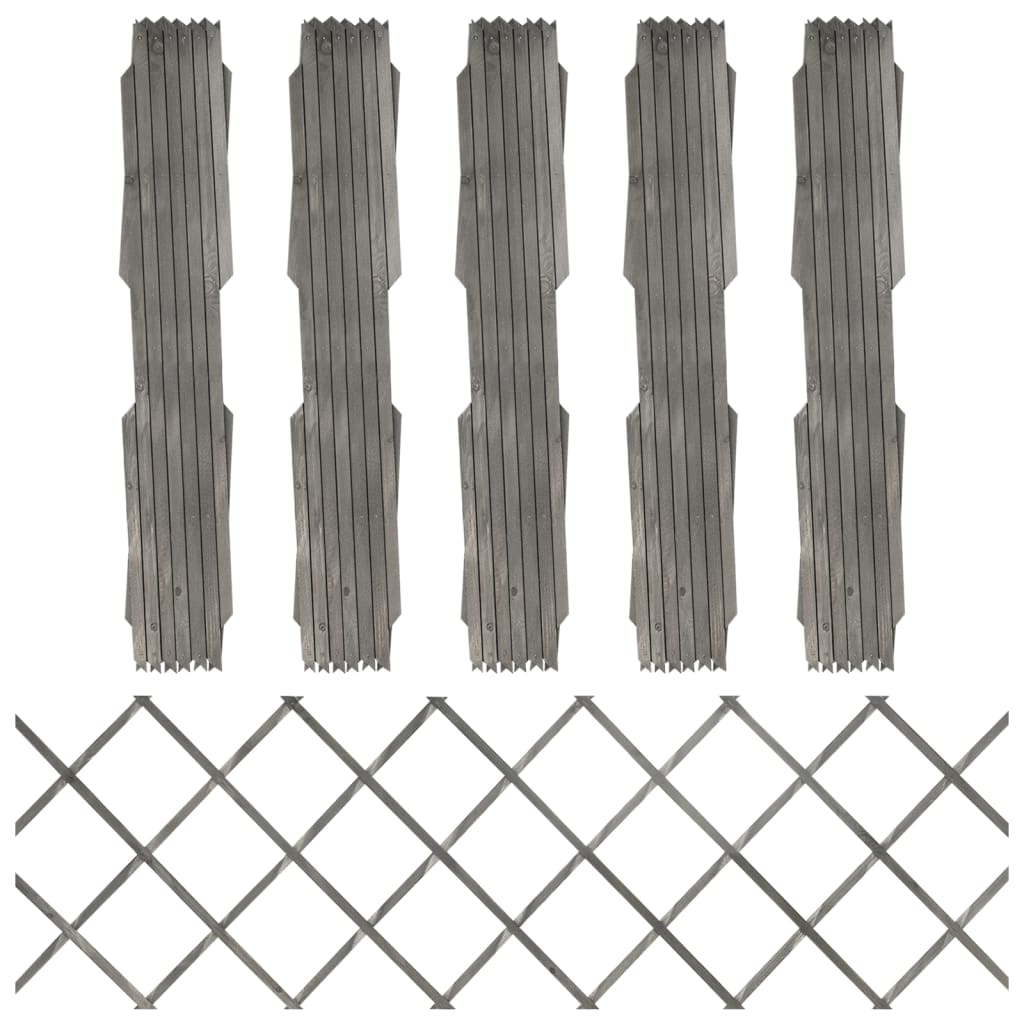 Recinzione a Traliccio 5 pz in Massello Abete Grigio 180x60 cm