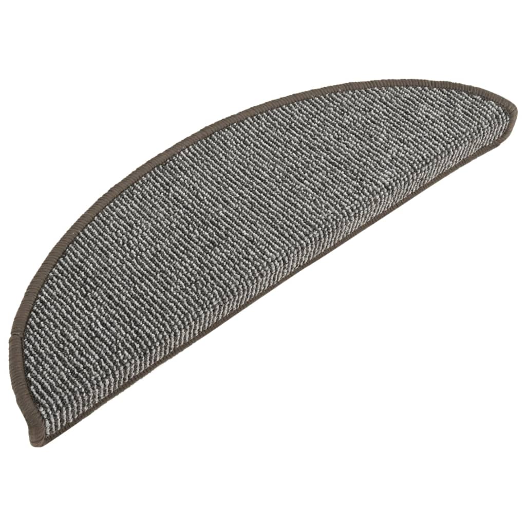 Tappetini per scale 15 pz 56x17x3 cm Grigio Semicircolari