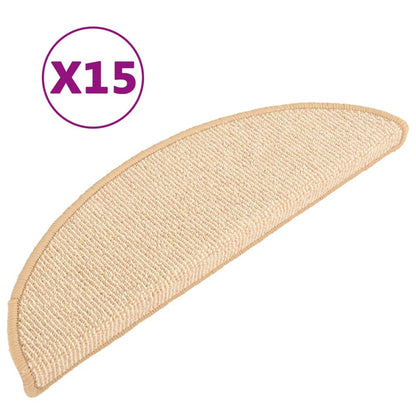 Tappetini per scale 15 pz 56x17x3 cm Crema Semicircolari