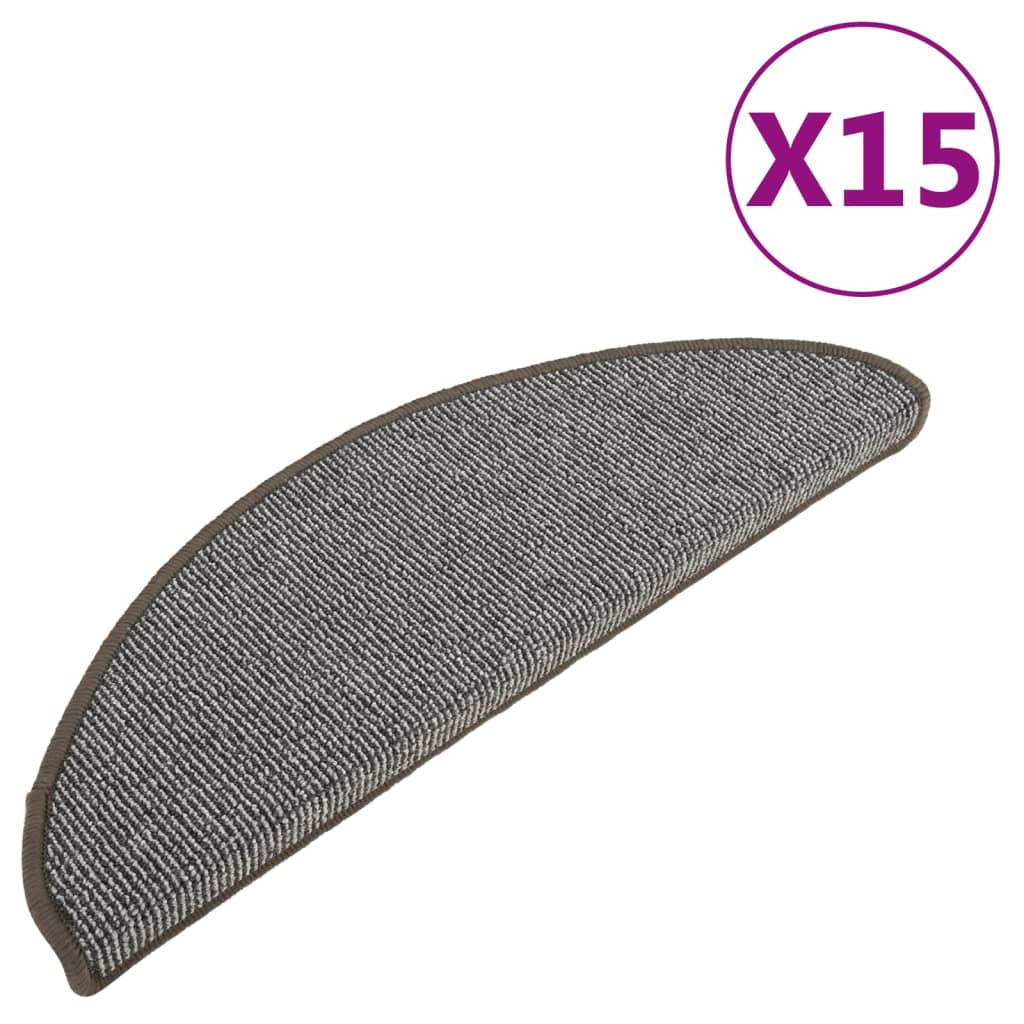 Tappetini per scale 15 pz 65x21x4 cm Grigio Semicircolari Grandi