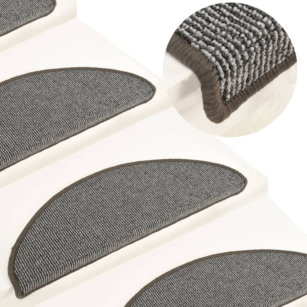 Tappetini per scale 15 pz 65x21x4 cm Grigio Semicircolari Grandi