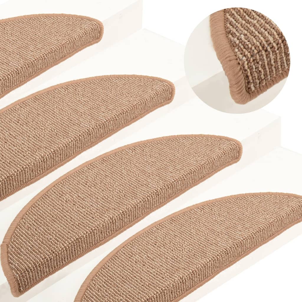 Tappetini per scale 15 pz 65x21x4 cm Marrone chiaro Semicircolari Grandi