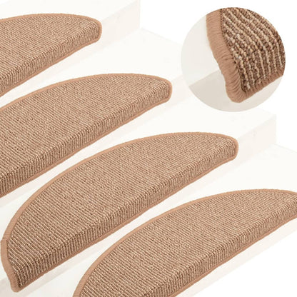Tappetini per scale 15 pz 65x21x4 cm Marrone chiaro Semicircolari Grandi