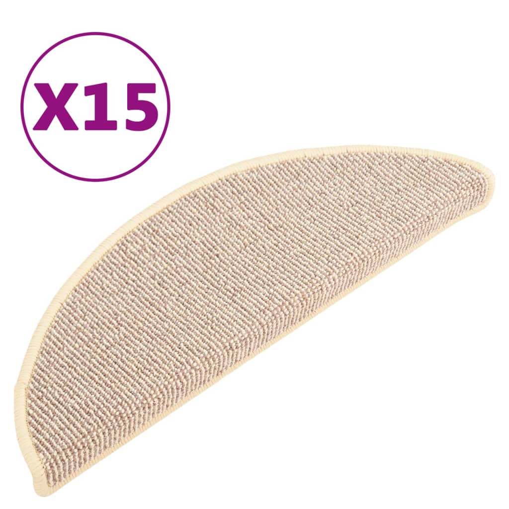 Tappetini per scale 15 pz 65x21x4 cm Bianco e Marrone Semicircolari Grandi